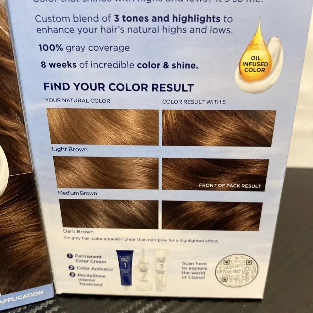 LOT OF TWO! Clairol Nice'n Easy Permanent‎ Hair Color Hair dyes-shade #5 Med Brn